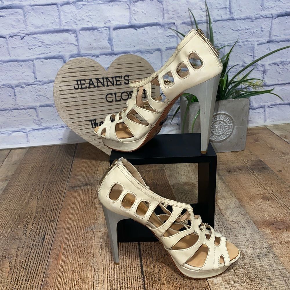 $325 L.A.M.B LAMB DAVIN Natural Leather Designer Fashion Strappy Pumps 10 - Picture 4 of 13
